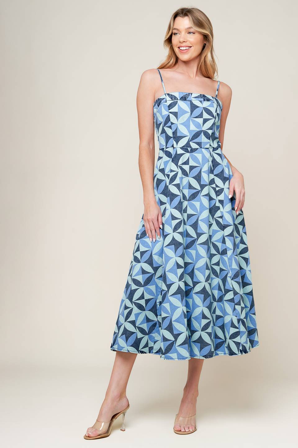 GWENNY BLUE DENIM MIDI DRESS Flying Tomato