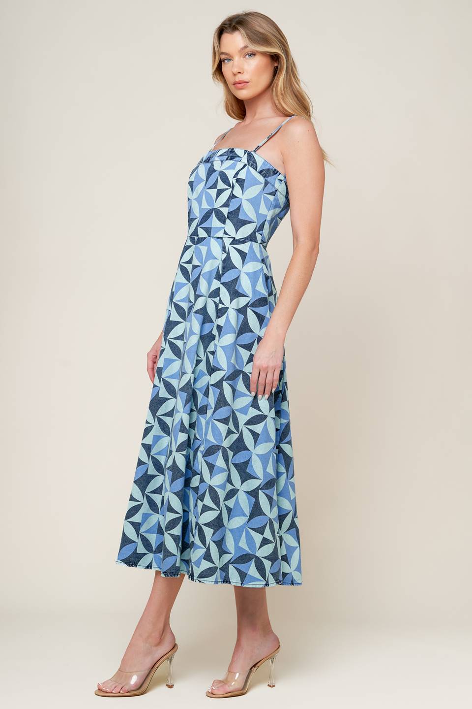 GWENNY BLUE DENIM MIDI DRESS Flying Tomato