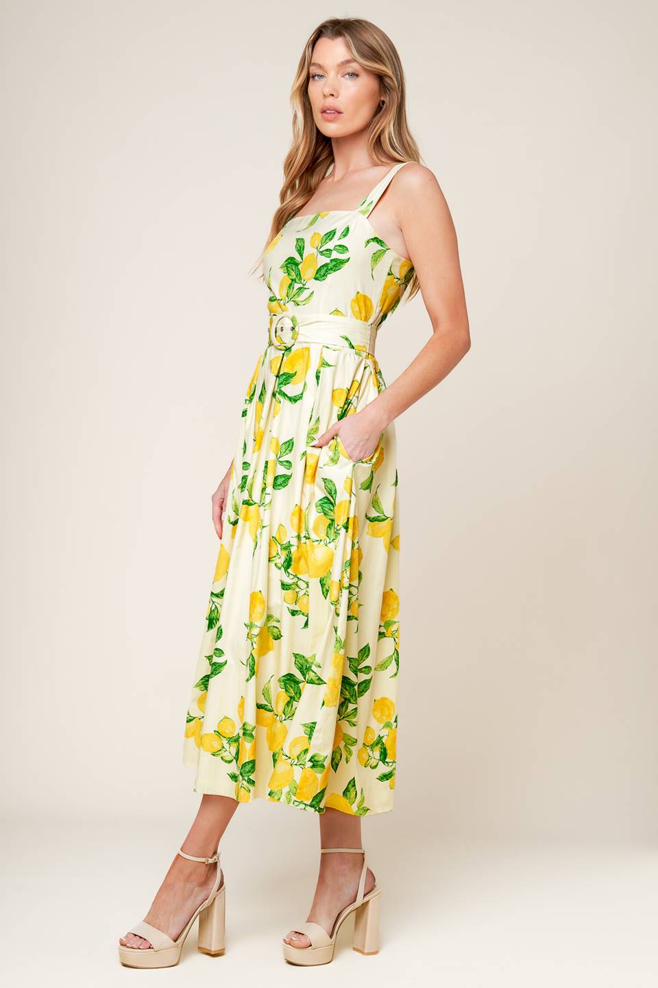 BEAMING PERFECTION IVORY WOVEN MIDI DRESS Flying Tomato