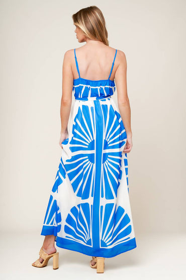 CELEBRATION TIME BLUE WOVEN MAXI DRESS