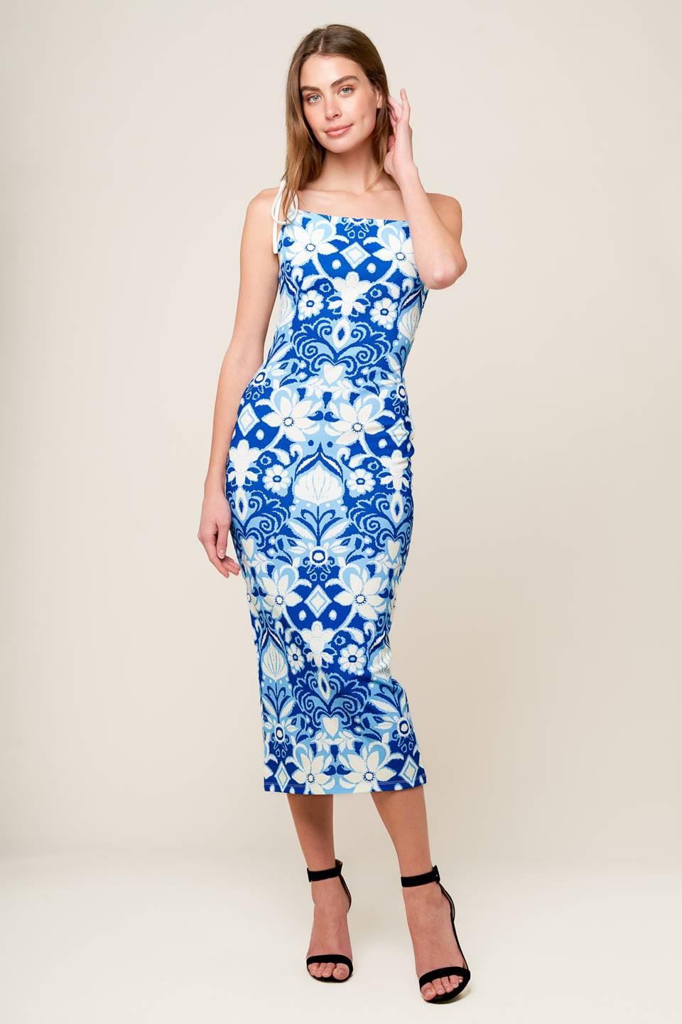Flying Tomato IN THE COUNTRYSIDE WOVEN MIDI DRESS, a close-up of the unique pattern and high-quality material, perfect for di