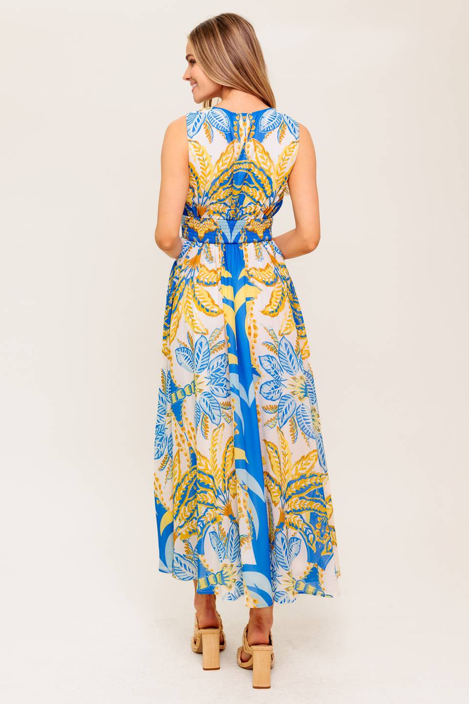 SOFT MEADOW BLUE WOVEN MIDI DRESS Flying Tomato