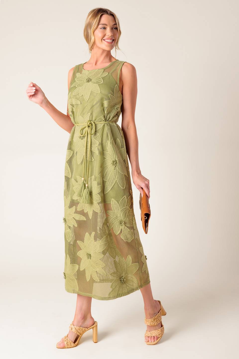 IN MY FREE TIME WOVEN LACE MIDI DRESS Flying Tomato