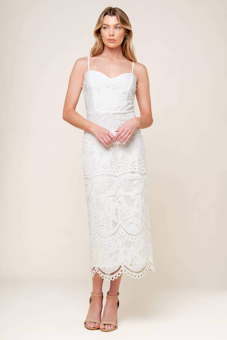 THE JOSEPHINE OFF WHITE WOVEN MIDI DRESS