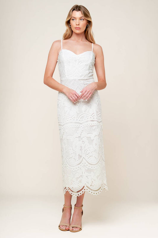 THE JOSEPHINE OFF WHITE WOVEN MIDI DRESS Flying Tomato