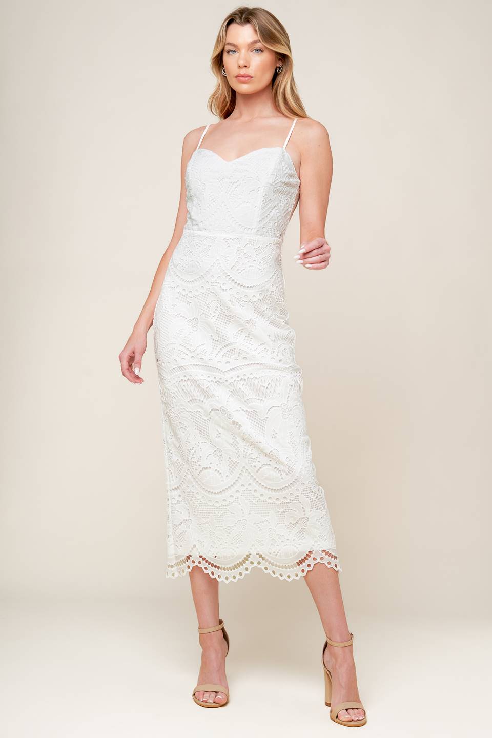 THE JOSEPHINE OFF WHITE WOVEN MIDI DRESS Flying Tomato