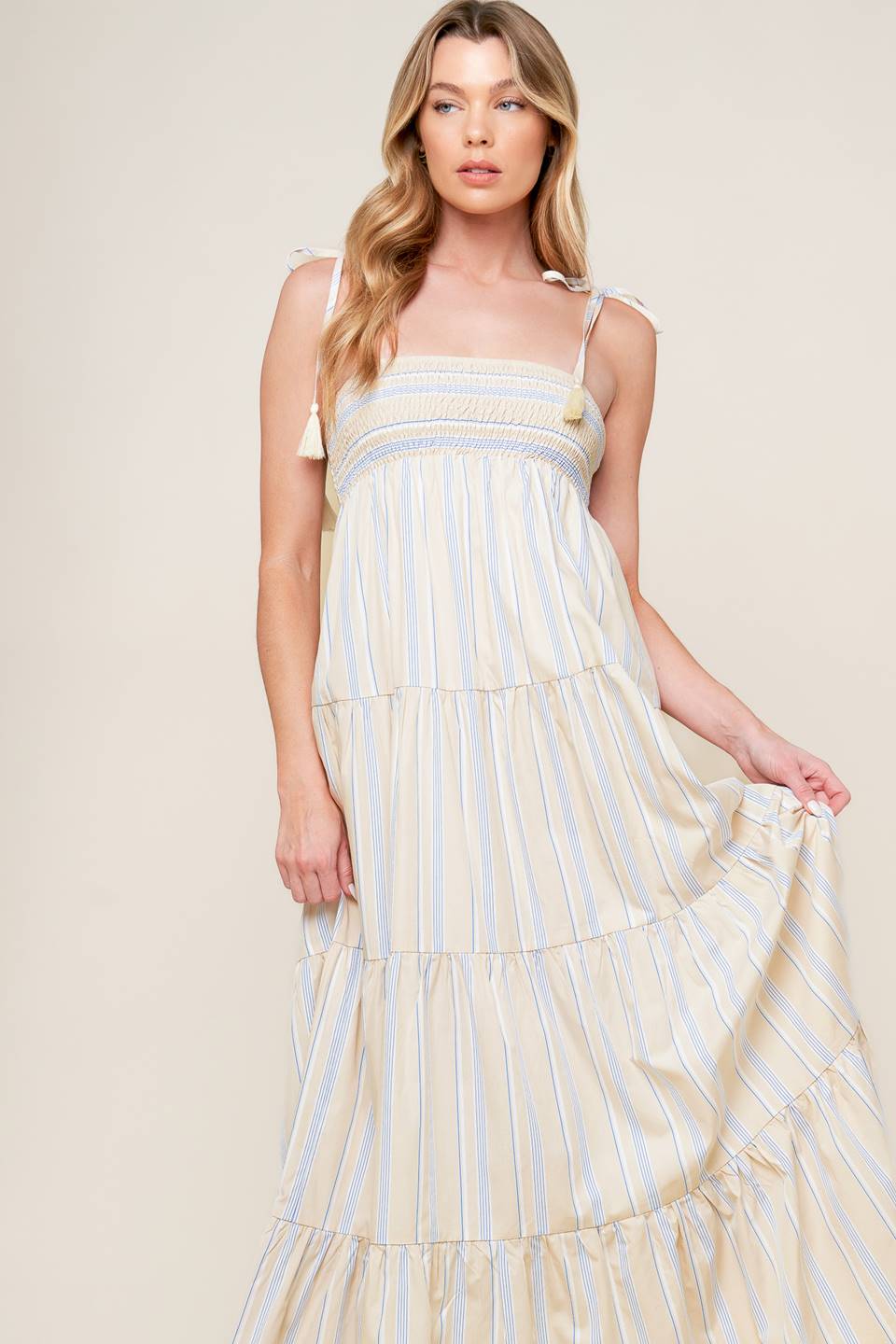 WAVES OF LIFT WOVEN MAXI DRESS Flying Tomato