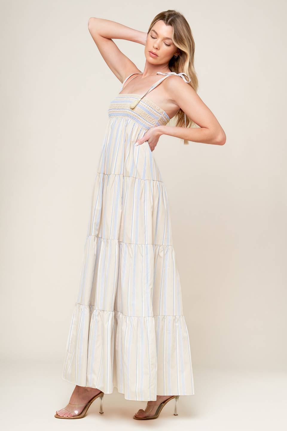 WAVES OF LIFT WOVEN MAXI DRESS Flying Tomato