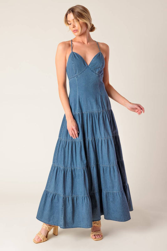 SUNDAY BEST CHAMBRAY MIDI DRESS Flying Tomato
