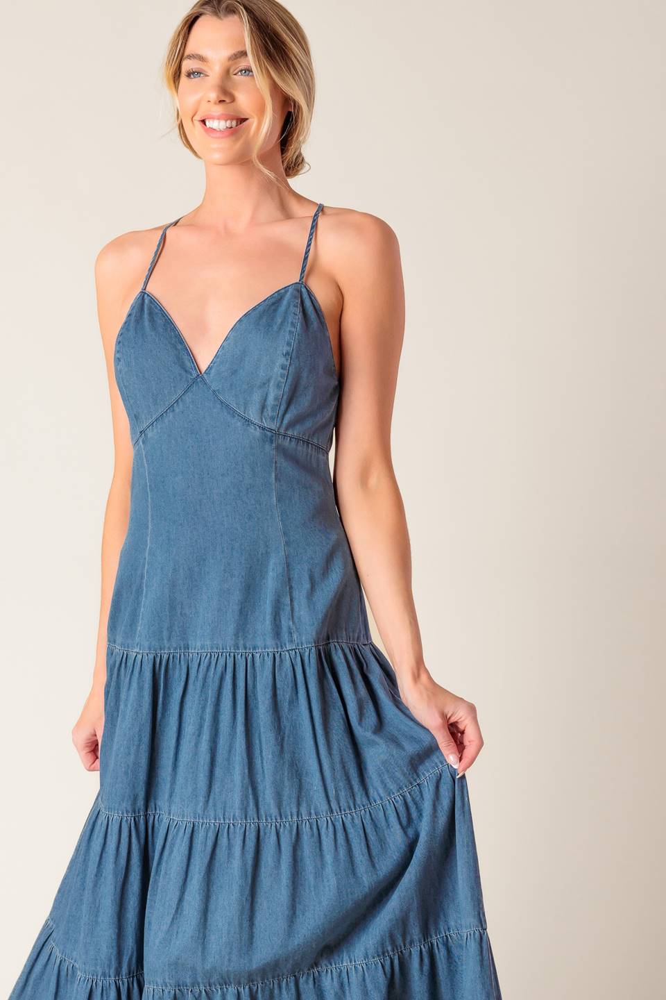 SUNDAY BEST CHAMBRAY MIDI DRESS Flying Tomato