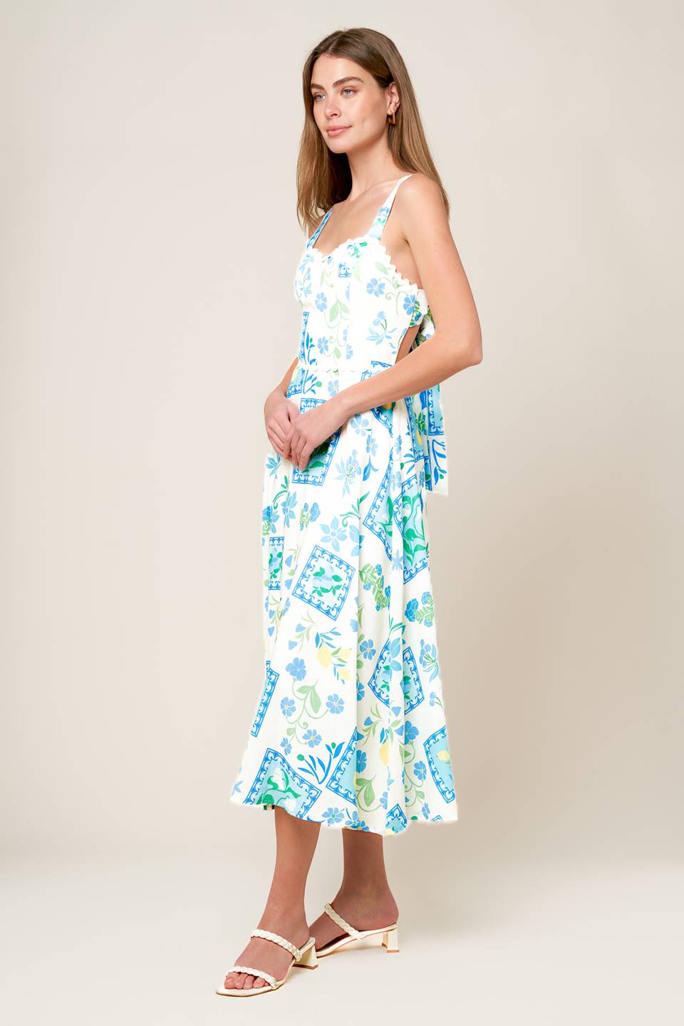 ON THE MOVE BLUE WOVEN MIDI DRESS Flying Tomato
