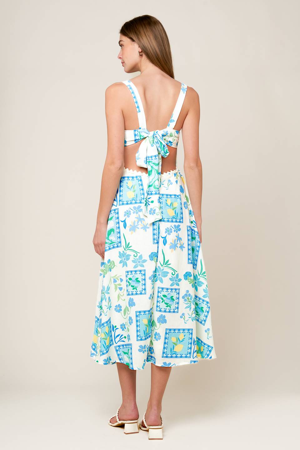 ON THE MOVE BLUE WOVEN MIDI DRESS Flying Tomato