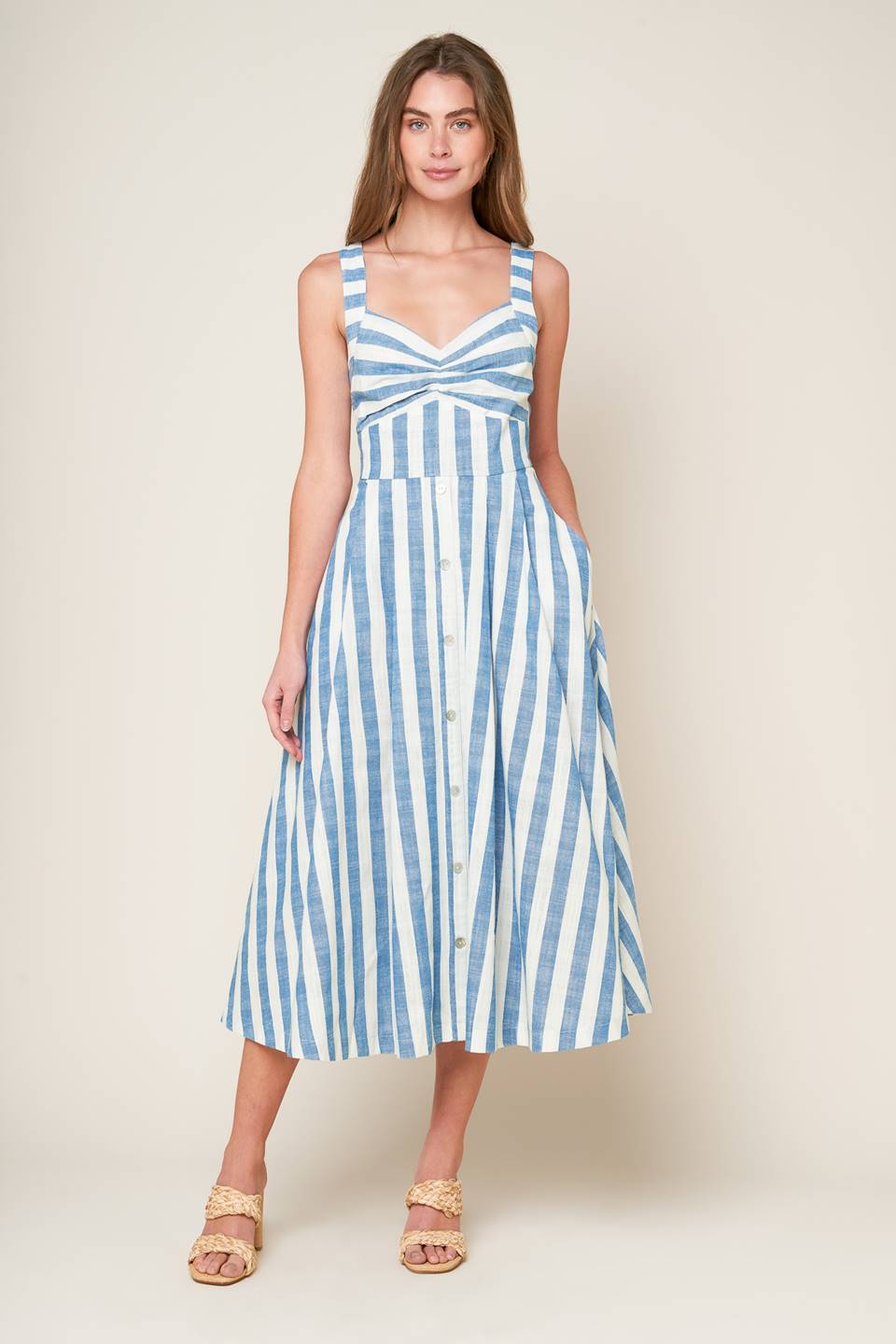 LUSH WITH LIFE WOVEN MIDI DRESS