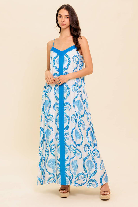 WEEKEND GETAWAY BLUE WOVEN MAXI DRESS Flying Tomato