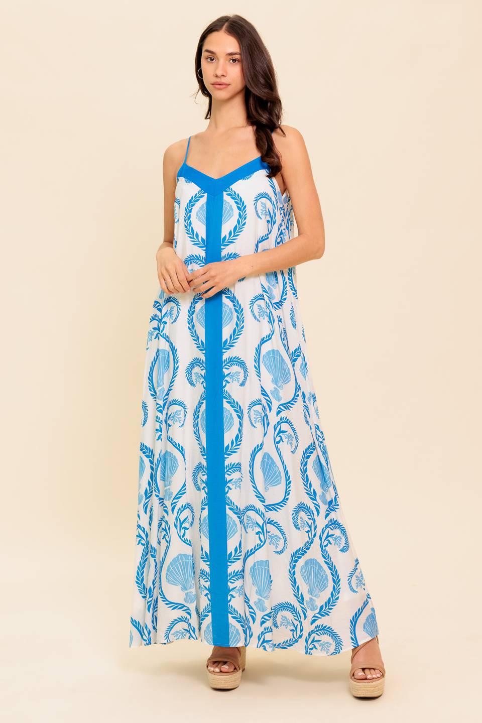 WEEKEND GETAWAY BLUE WOVEN MAXI DRESS Flying Tomato