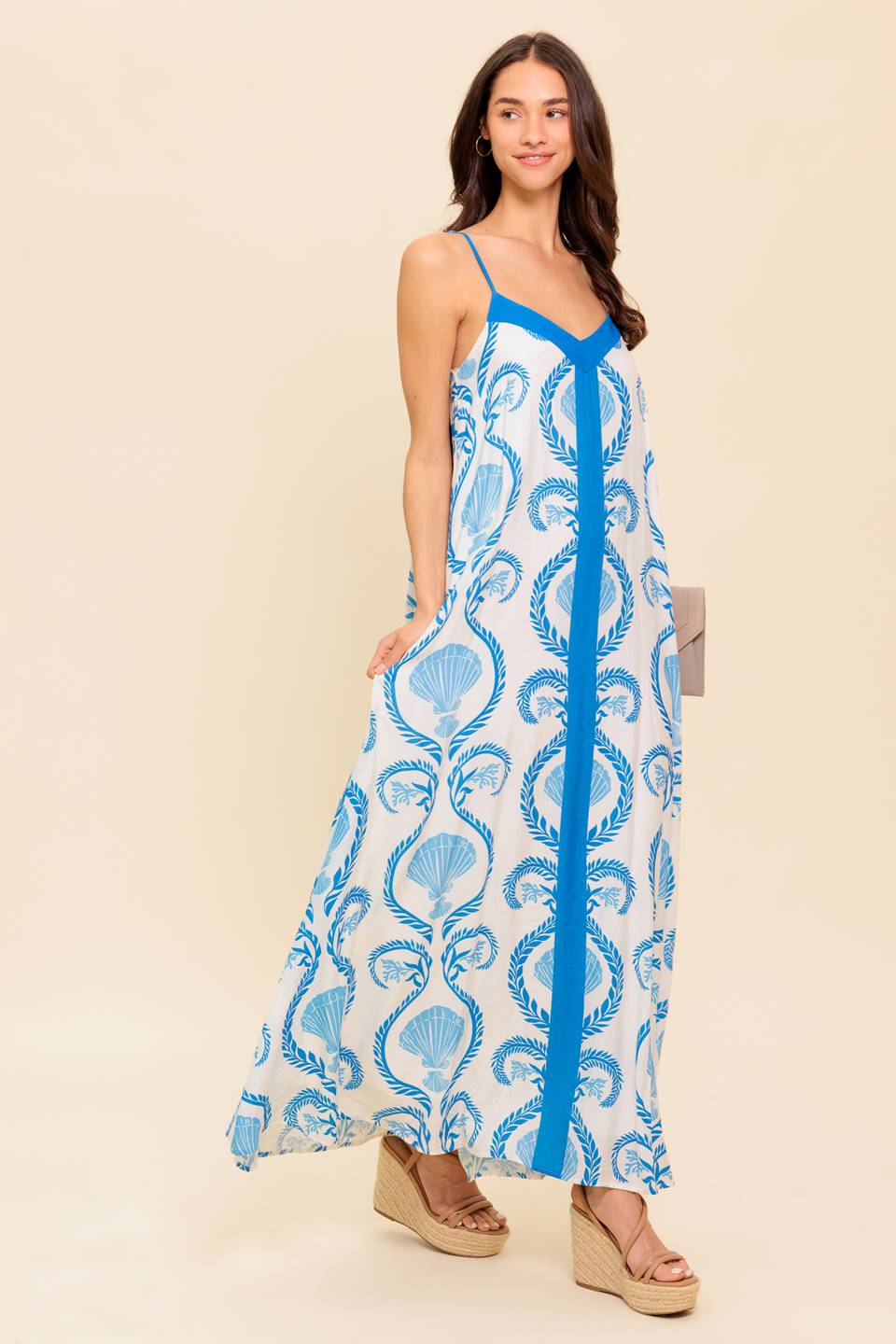 WEEKEND GETAWAY BLUE WOVEN MAXI DRESS Flying Tomato