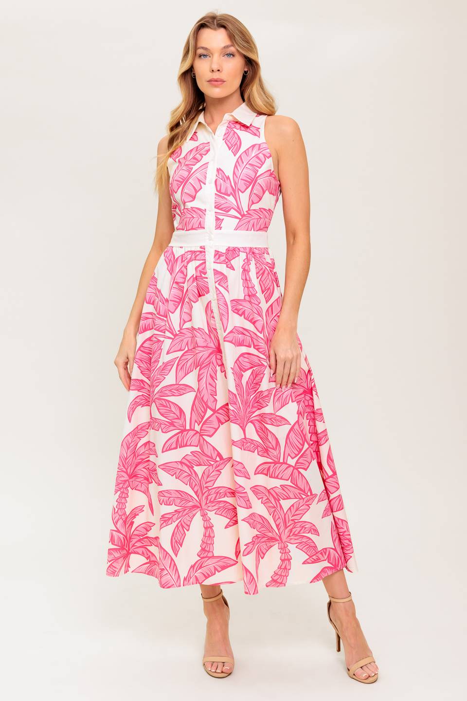 WHISPER IN BLOOM WOVEN MIDI DRESS