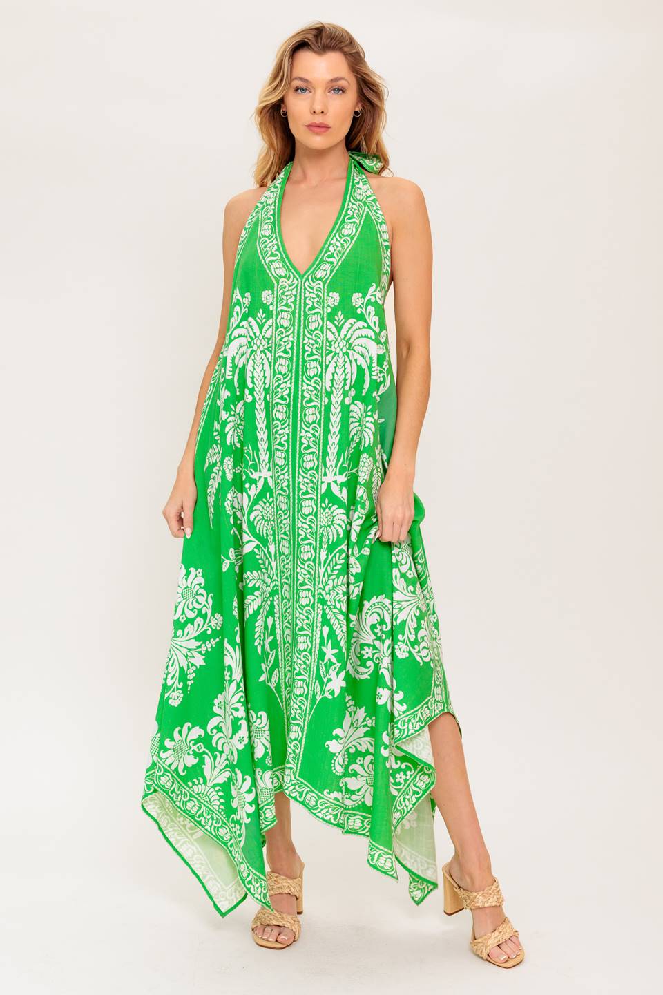 HOLD ONTO HOPE GREEN WOVEN MIDI DRESS Flying Tomato