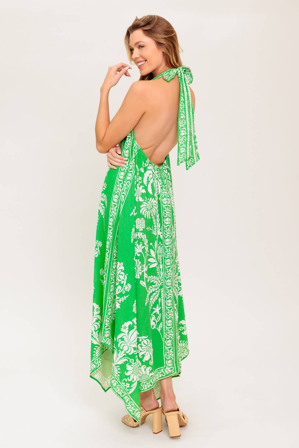 HOLD ONTO HOPE GREEN WOVEN MIDI DRESS Flying Tomato