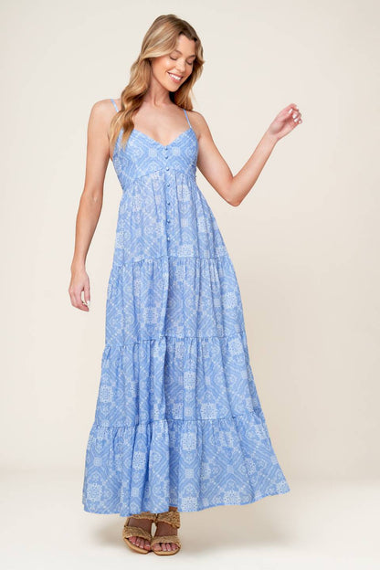 Hazzy Days Woven Maxi Dress with Tiered Skirt and Cami Top