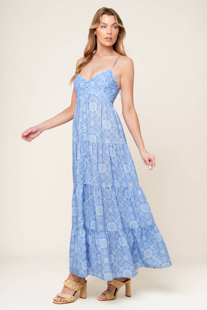 Hazzy Days Woven Maxi Dress with Tiered Skirt and Cami Top