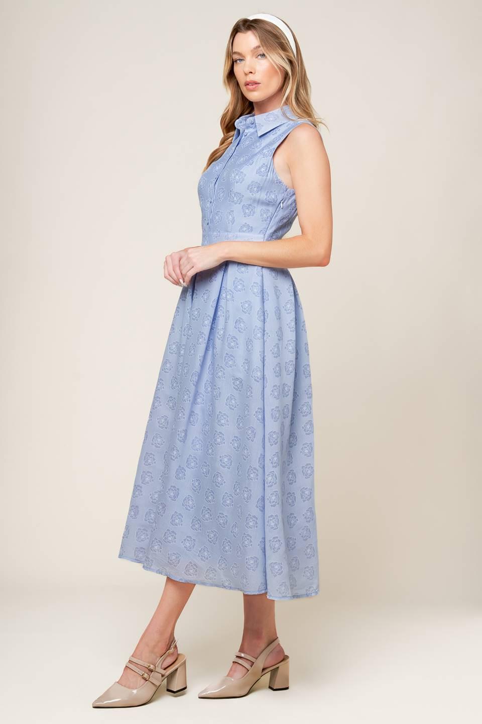 Detail of the Flying Tomato Grand Entrance Woven Midi Dress, showcasing the intricate woven texture and quality.