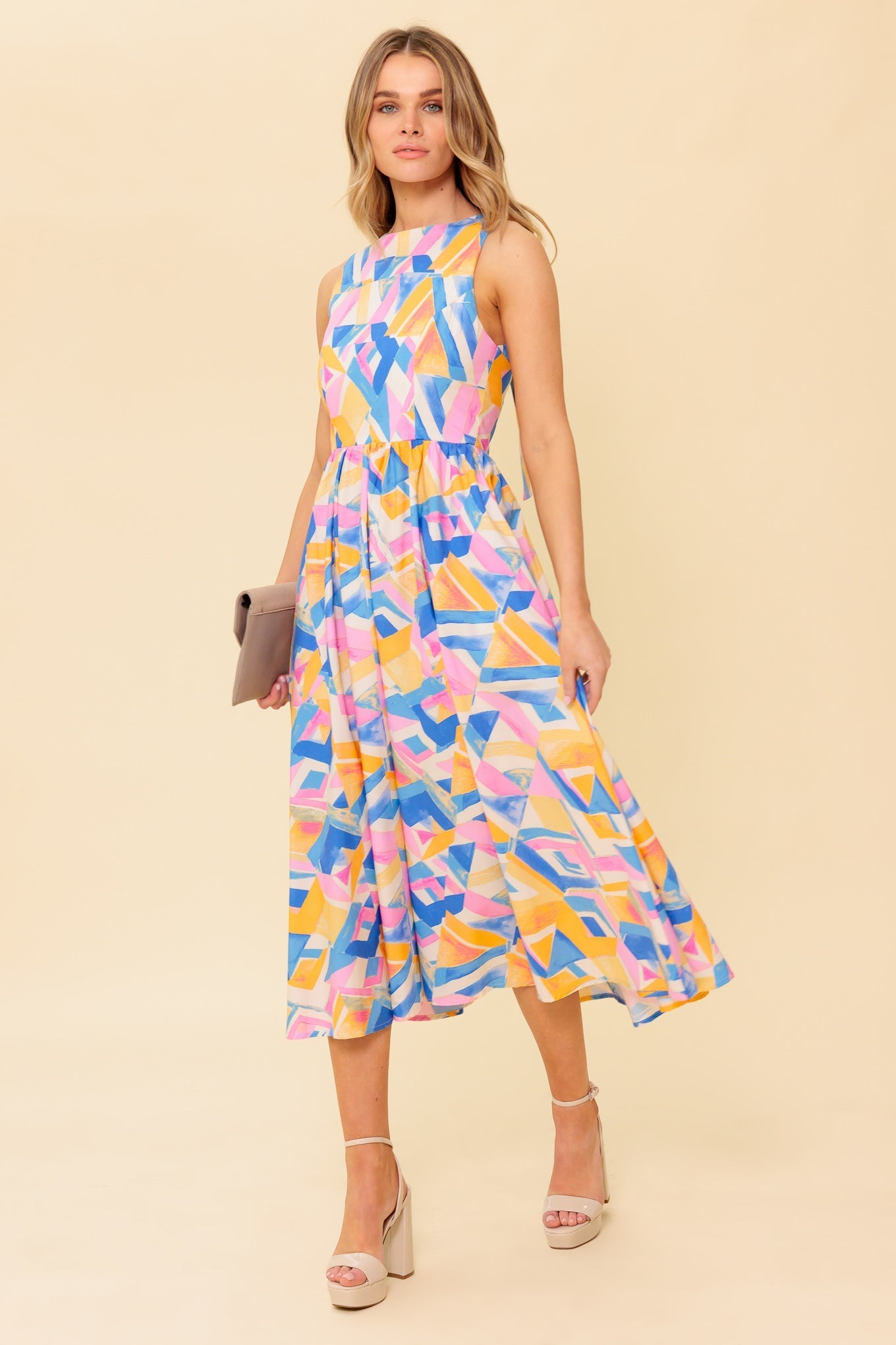 PATTON PARK BLUE WOVEN MIDI DRESS Flying Tomato
