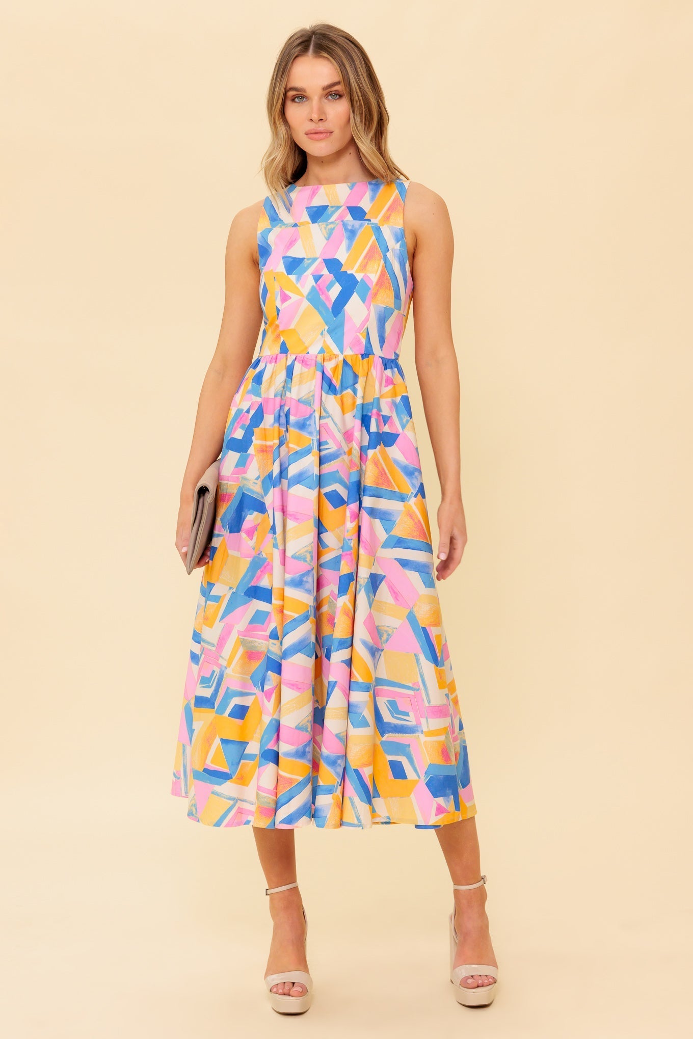 PATTON PARK BLUE WOVEN MIDI DRESS Flying Tomato