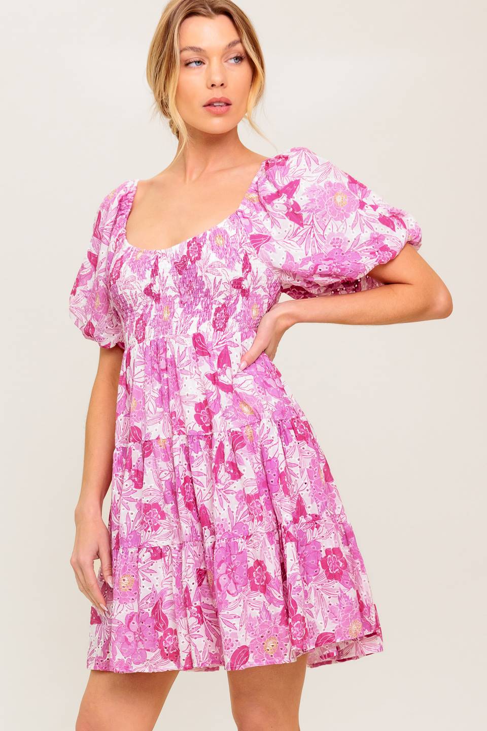 MEADOW RHYTHM WOVEN EYELET MINI DRESS Flying Tomato