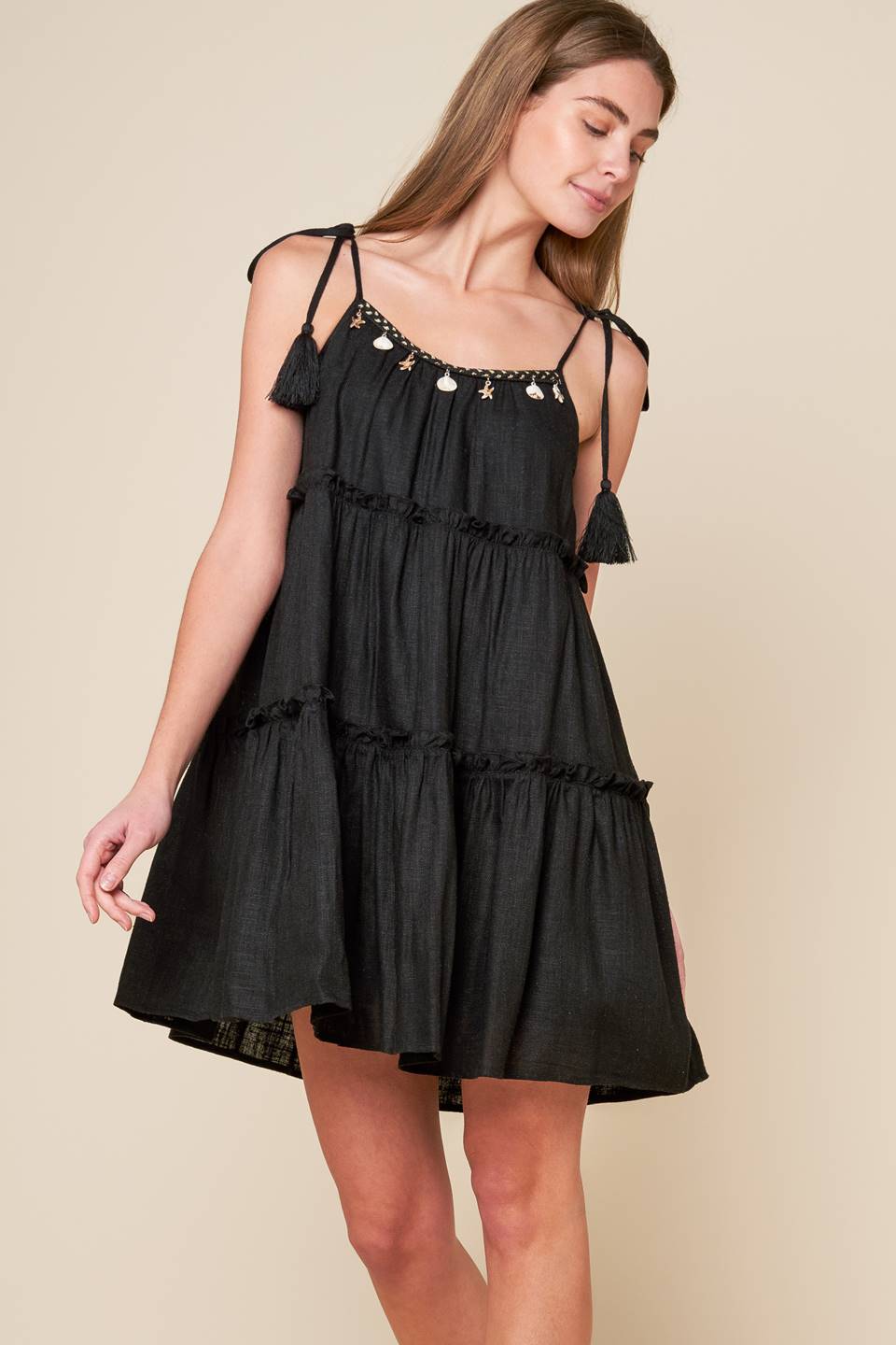 THROUGH THE ARBOR WOVEN MINI DRESS Flying Tomato