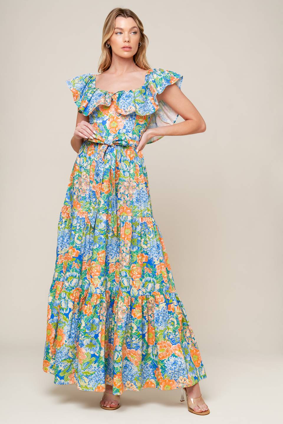 DELIGHTFUL GARDEN PARTY WOVEN MAXI DRESS