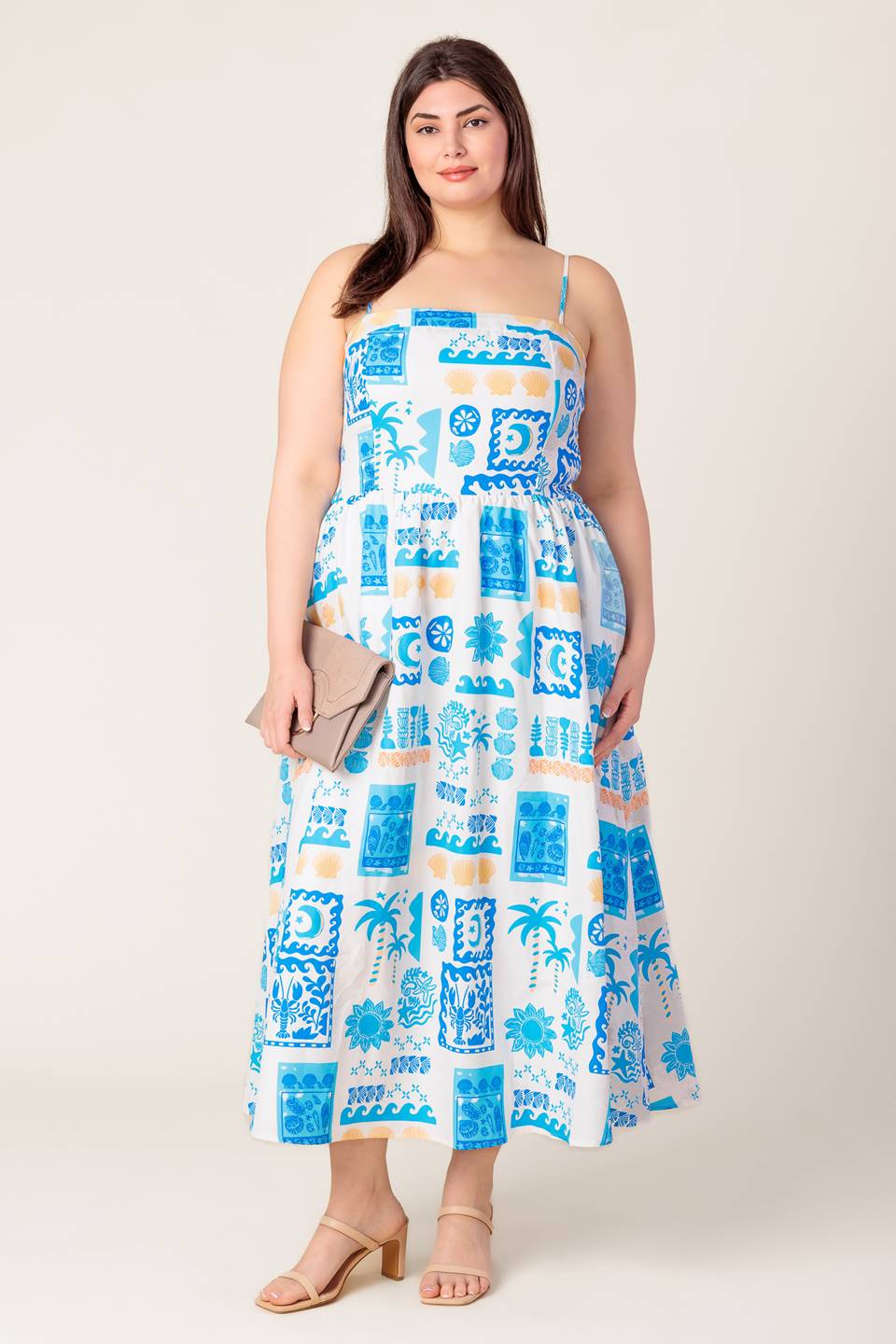 FLOWER GIRL BLUE WOVEN MIDI DRESS Flying Tomato