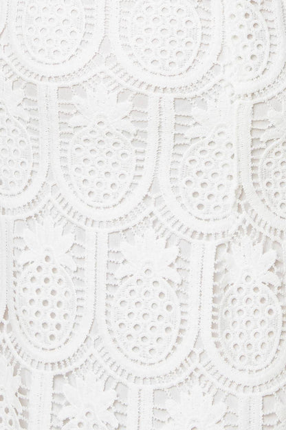 LOVING MENTALITY WHITE WOVEN LACE MIDI DRESS