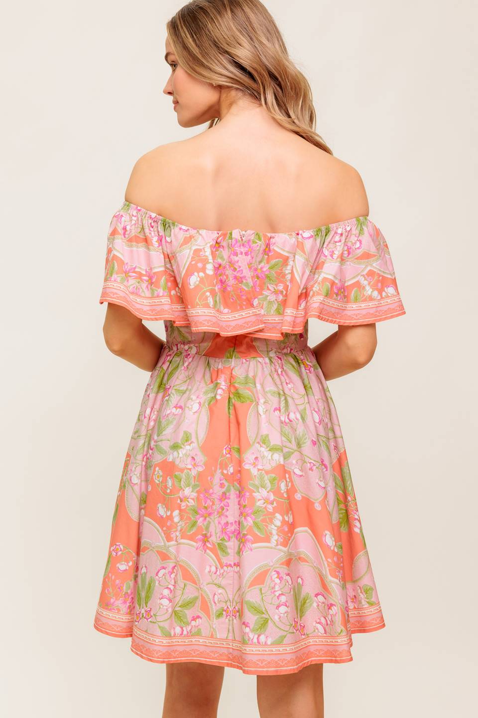 WHISPERING CORAL WOVEN MINI DRESS Flying Tomato