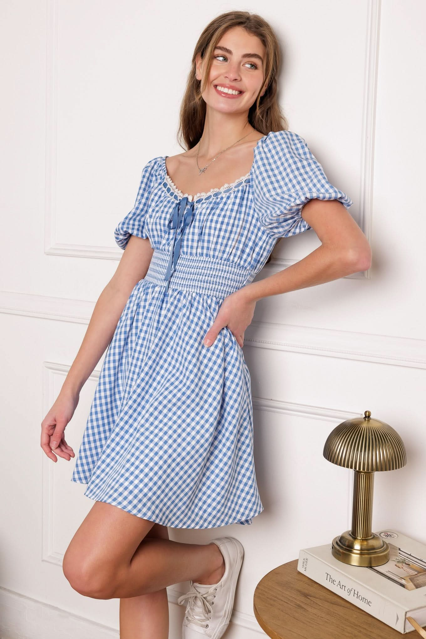 PARADISE BREEZE GINGHAM MINI DRESS