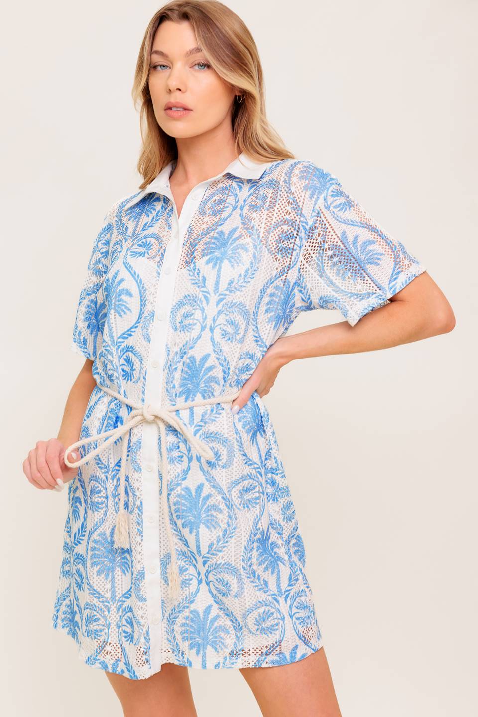 GENTLE SPIRIT WOVEN LACE MINI DRESS Flying Tomato