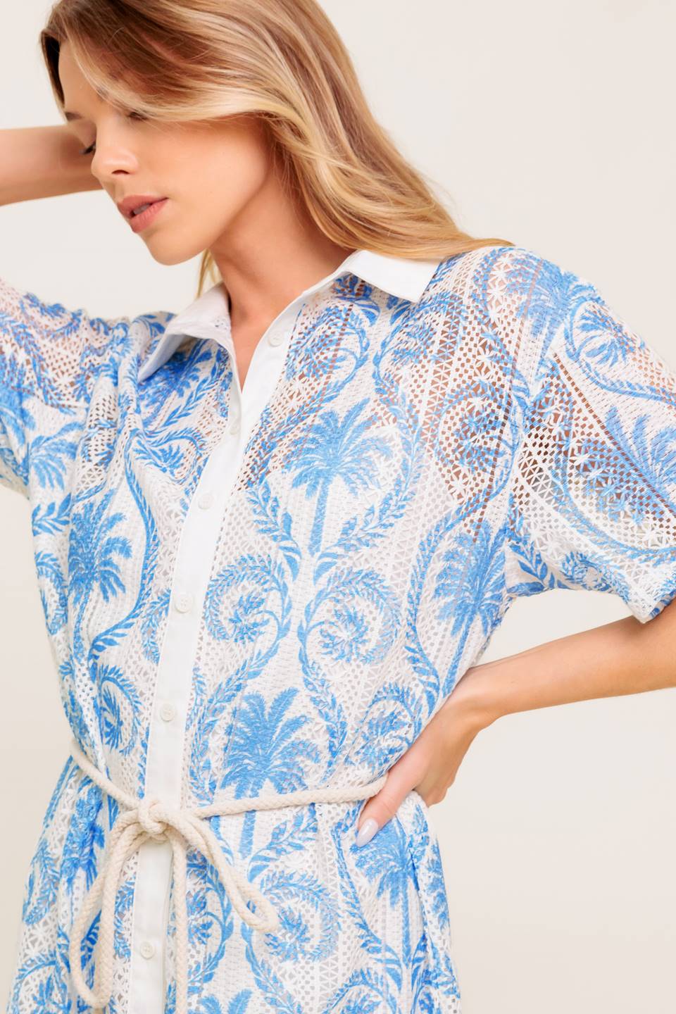 GENTLE SPIRIT WOVEN LACE MINI DRESS Flying Tomato