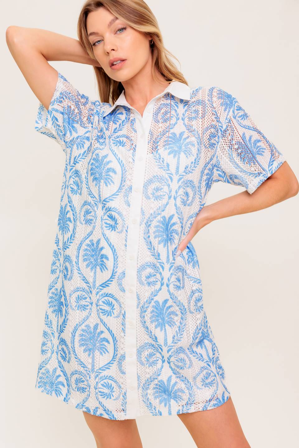 GENTLE SPIRIT WOVEN LACE MINI DRESS Flying Tomato