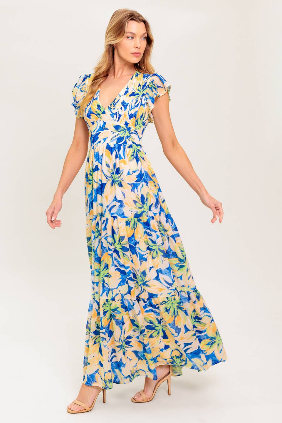 ECHOES OF YOU FLORAL WOVEN MAXI DRESS Flying Tomato