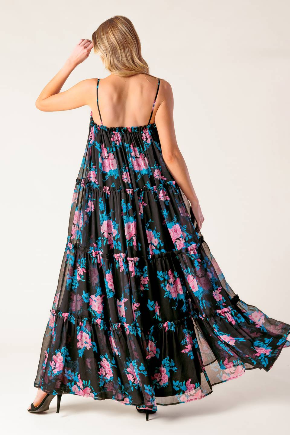 EXCITING LOVE BLACK WOVEN MAXI DRESS Flying Tomato