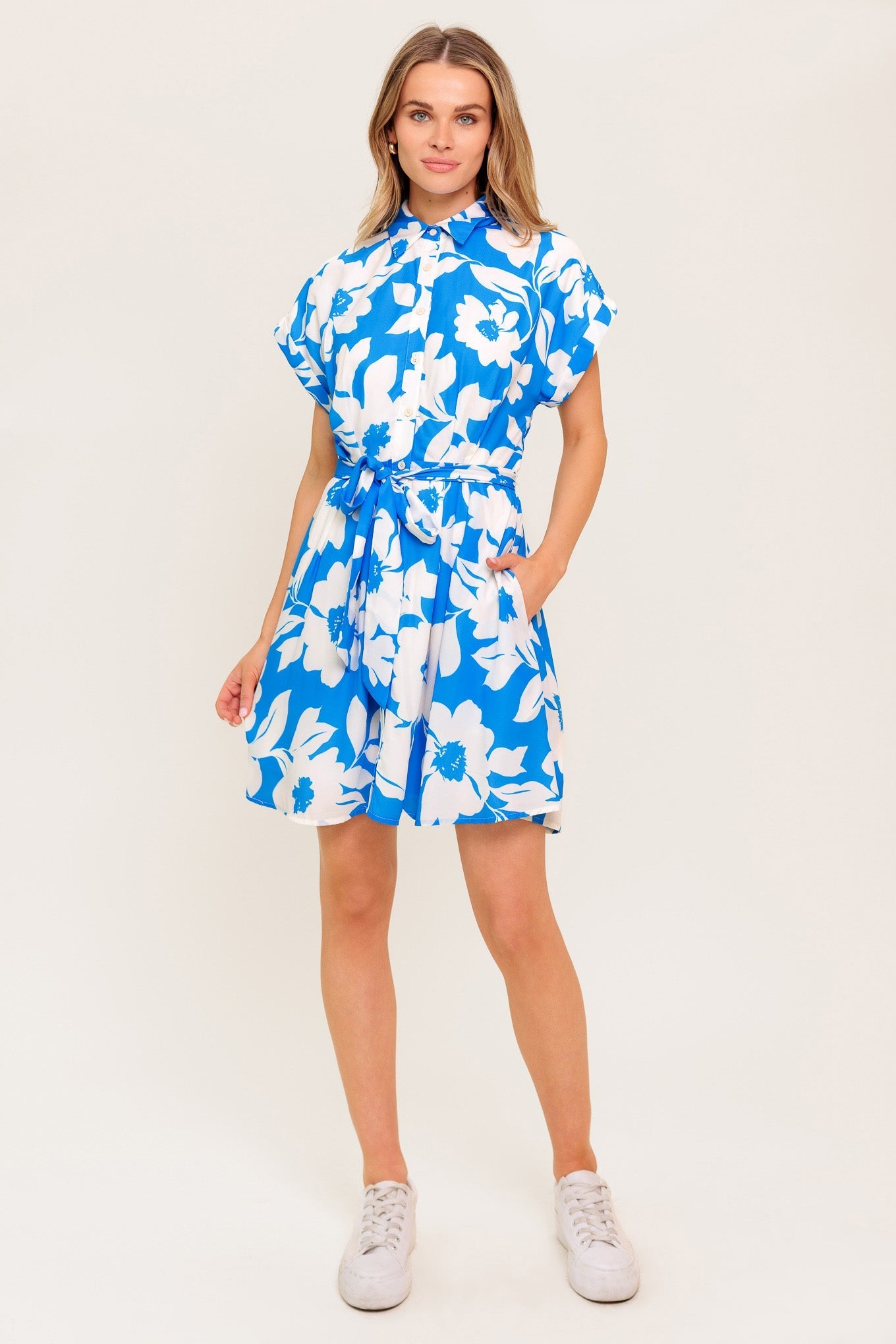 CITRUS CRUSH BLUE WOVEN MINI DRESS Flying Tomato