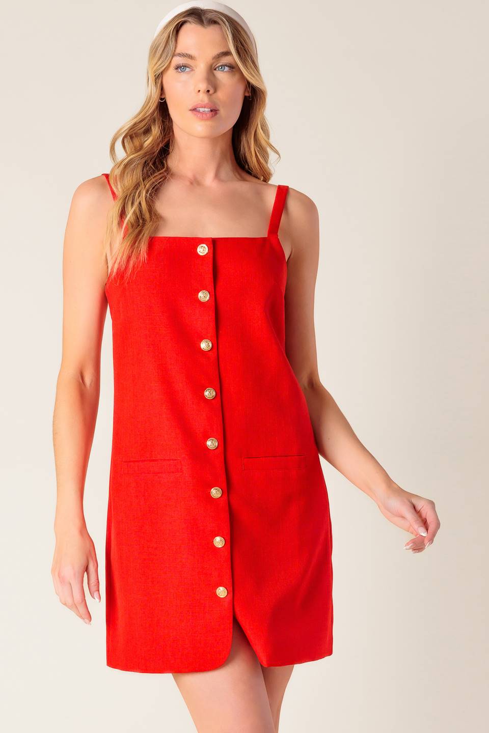 CHASING JOY RED WOVEN MINI DRESS Flying Tomato