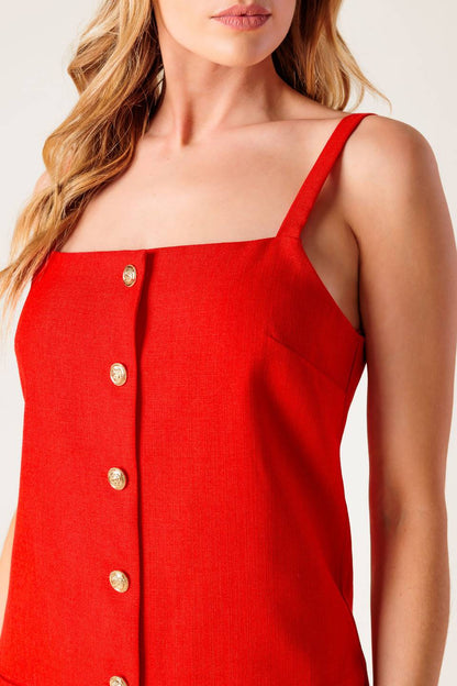 CHASING JOY RED WOVEN MINI DRESS