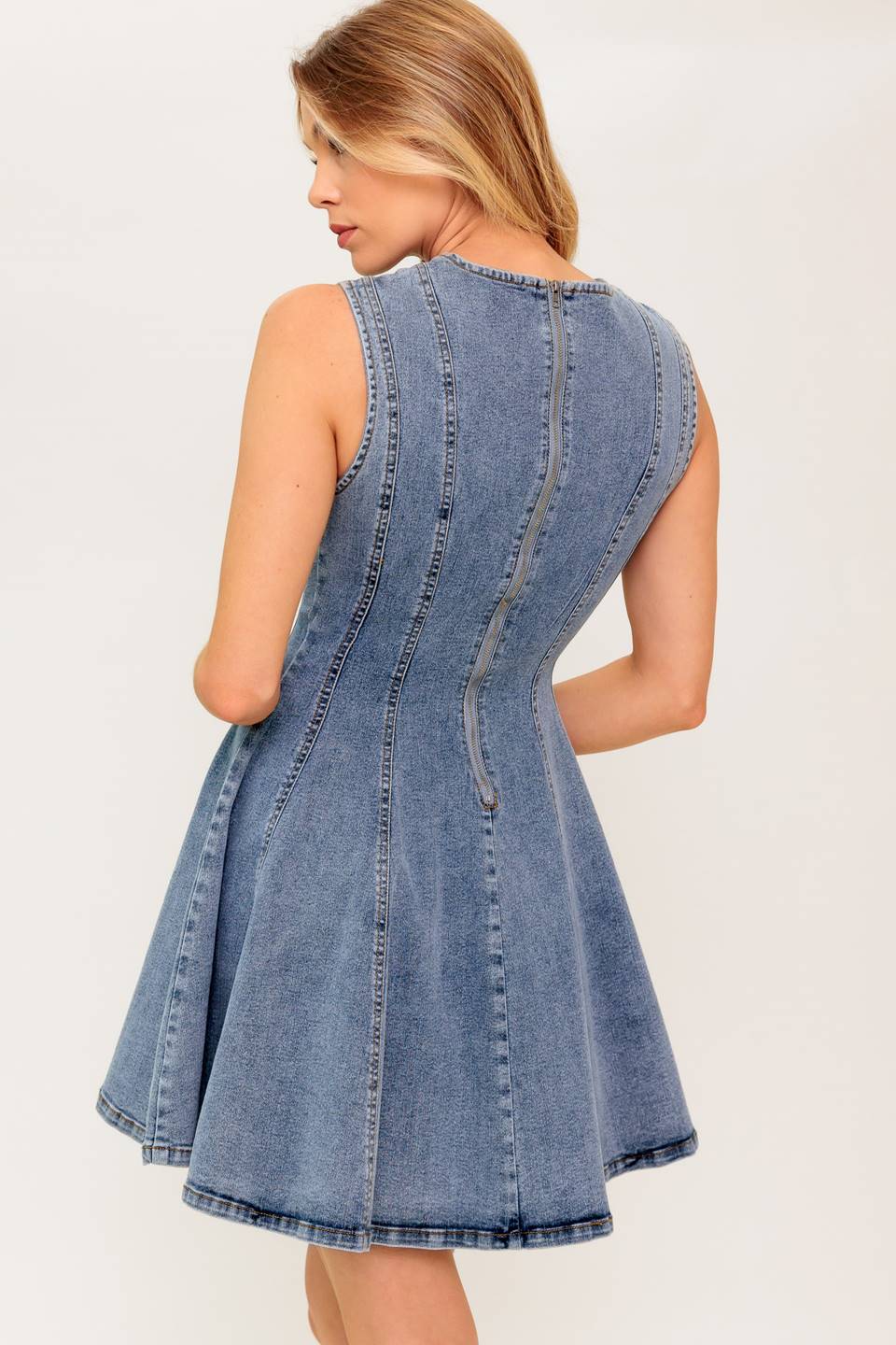 CAUGHT IN A MOMENT DENIM MINI DRESS Flying Tomato