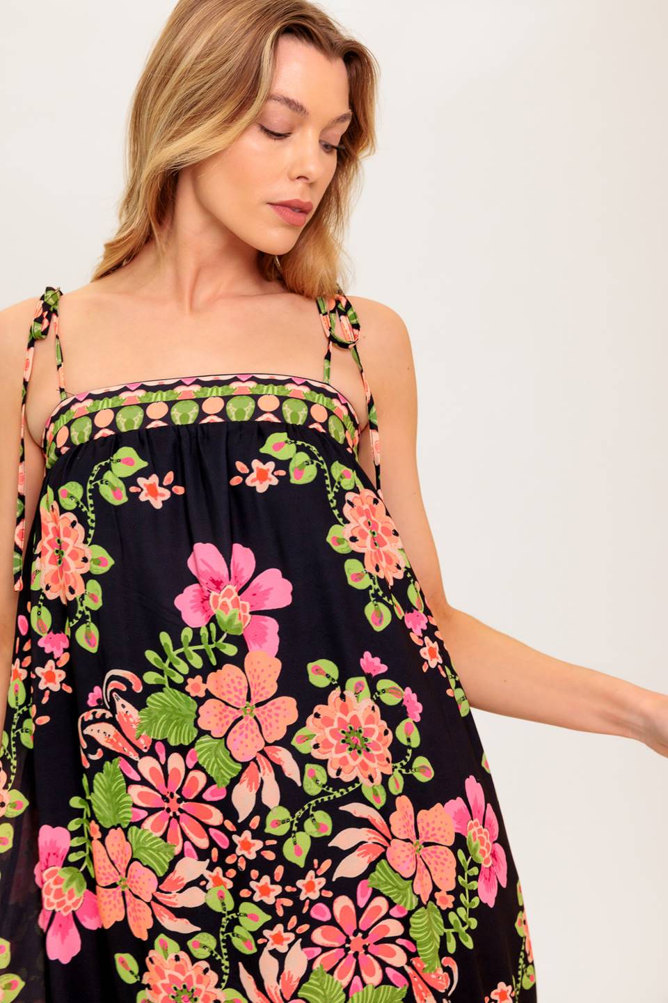 SUMMER GLOW BLACK WOVEN MAXI DRESS Flying Tomato