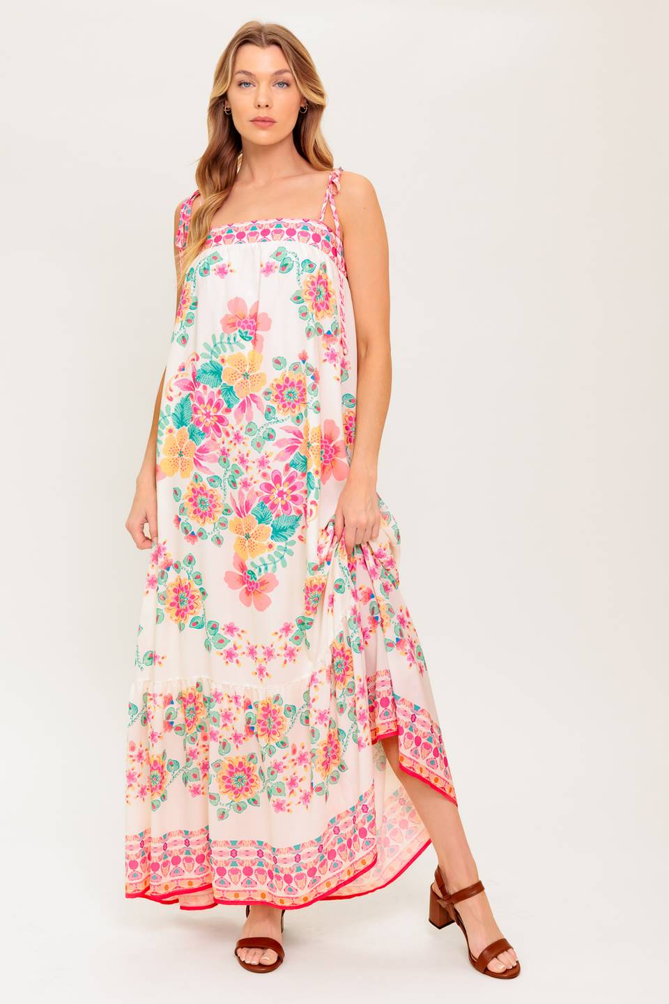SUMMER GLOW IVORY WOVEN MAXI DRESS Flying Tomato