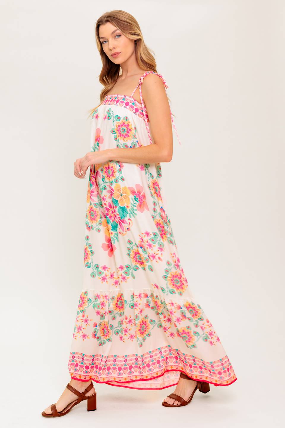 SUMMER GLOW IVORY WOVEN MAXI DRESS Flying Tomato