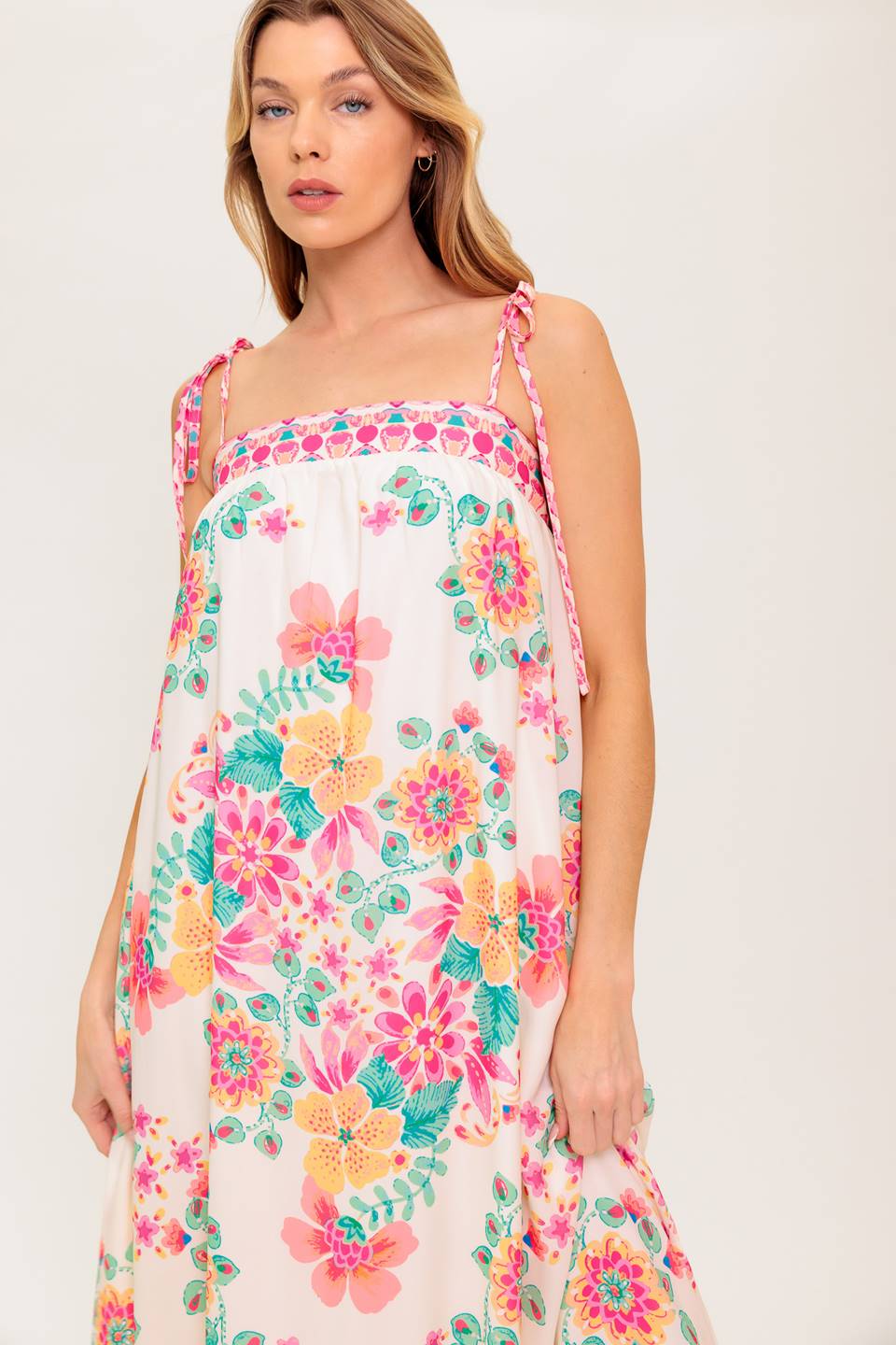 SUMMER GLOW IVORY WOVEN MAXI DRESS Flying Tomato