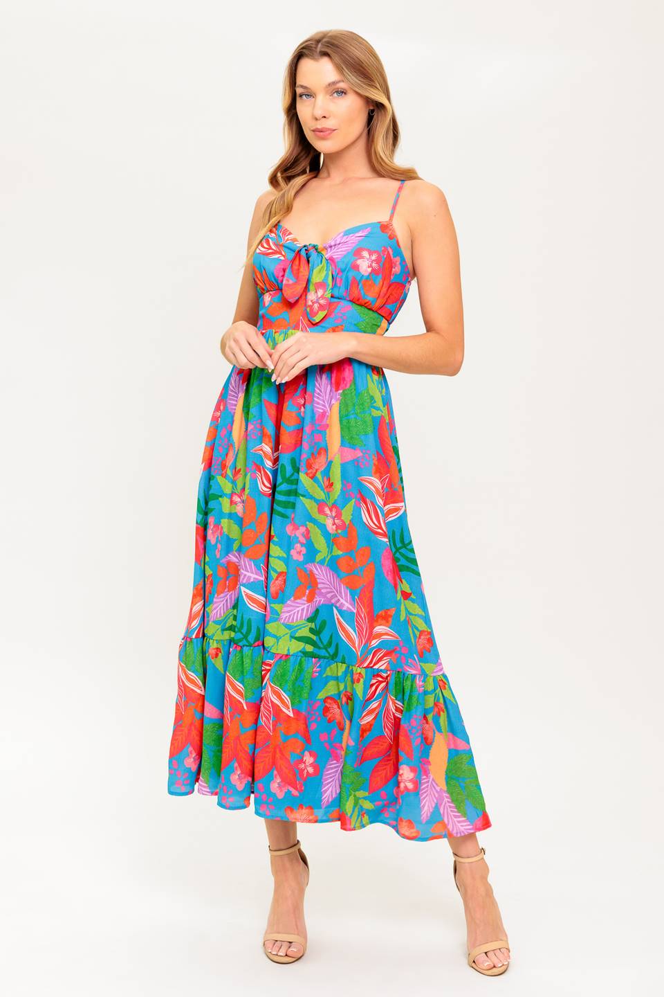 SLOW MOTION LOVE WOVEN MIDI DRESS Flying Tomato