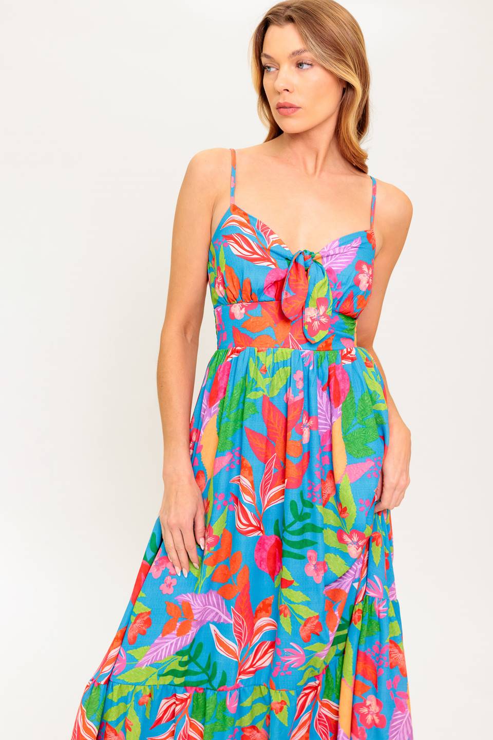 SLOW MOTION LOVE WOVEN MIDI DRESS Flying Tomato